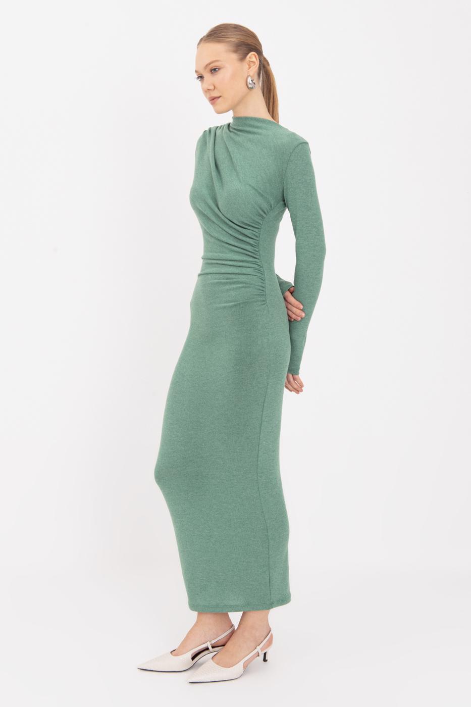 Draped Midi Dress Green