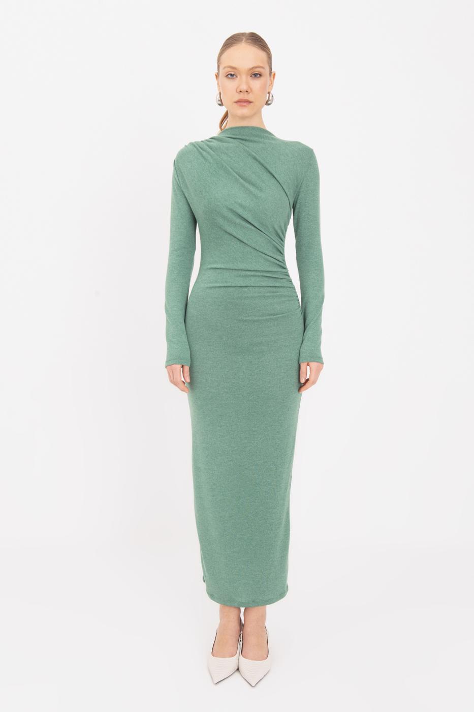 Draped Midi Dress Green