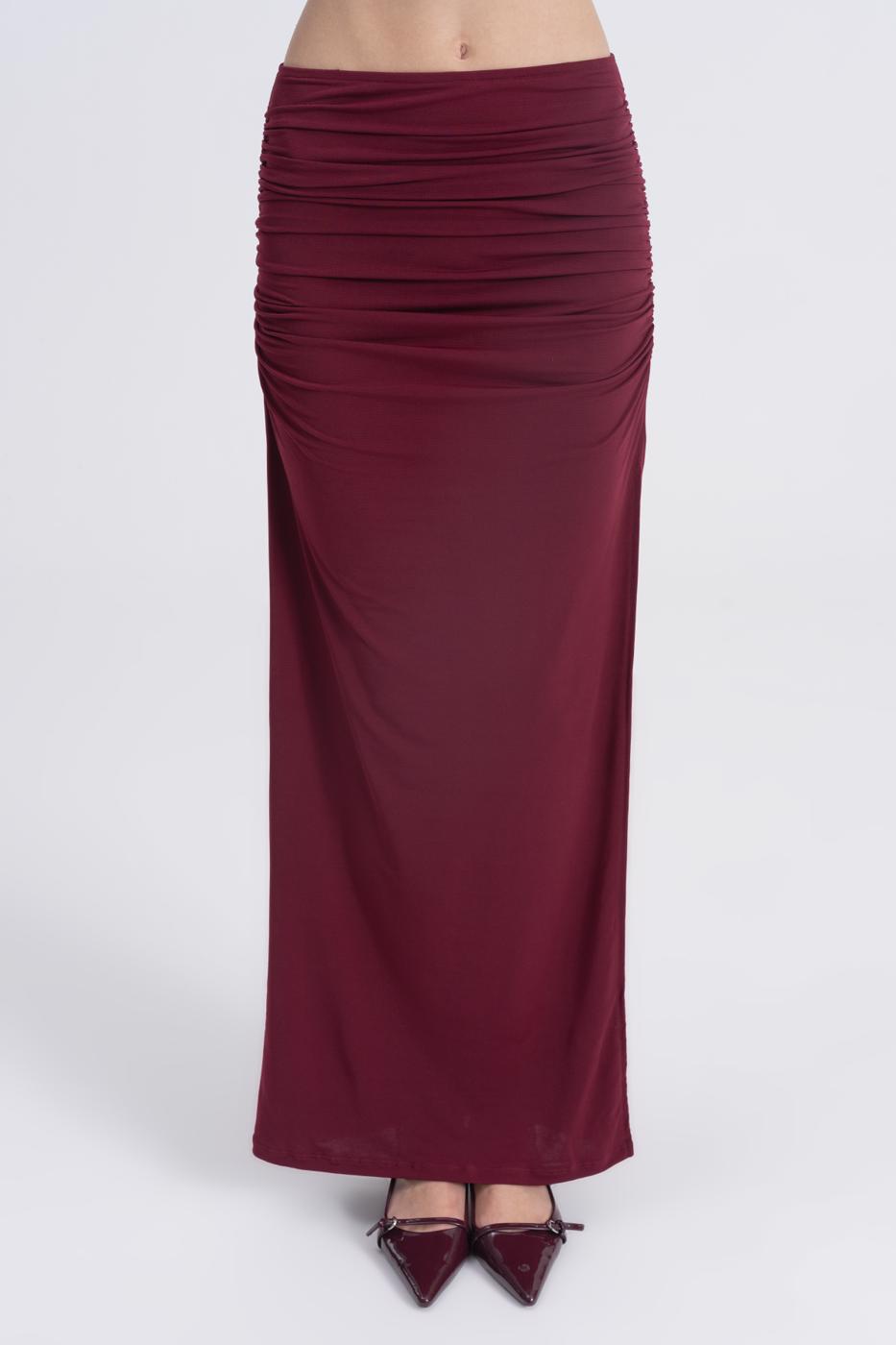 Draped Midi Skirt Burgundy