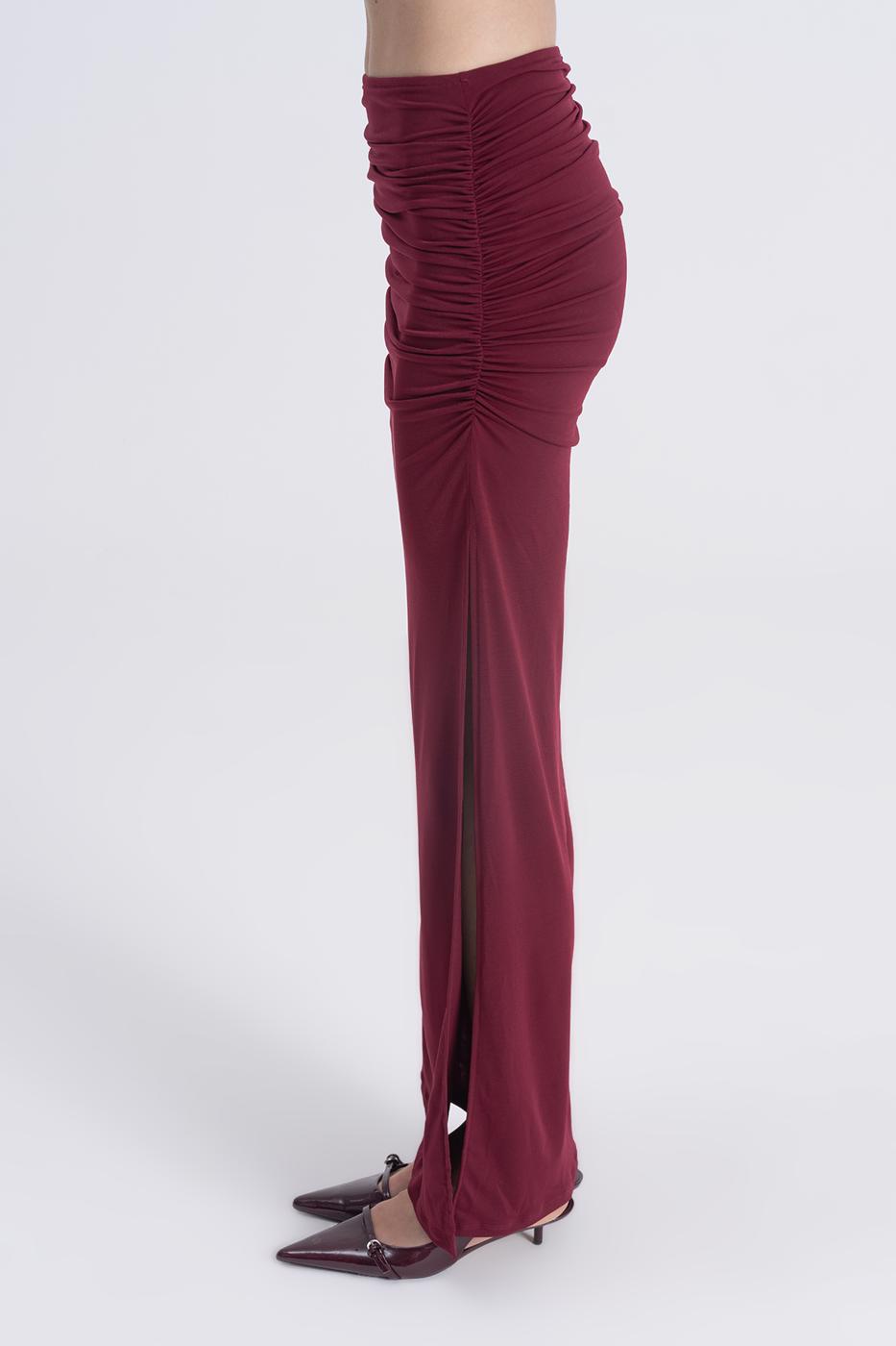 Draped Midi Skirt Burgundy