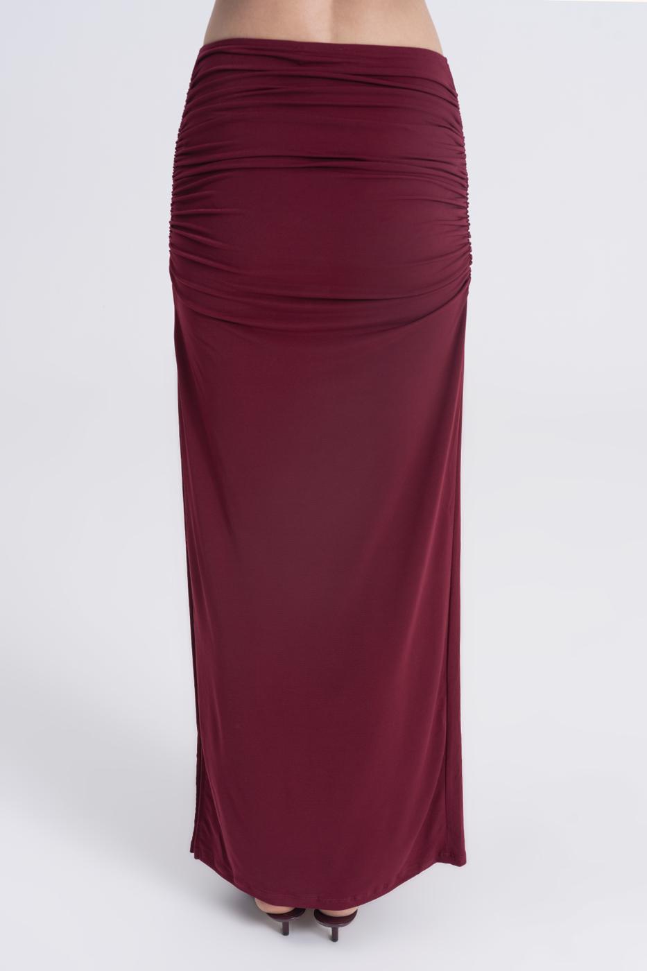 Draped Midi Skirt Burgundy