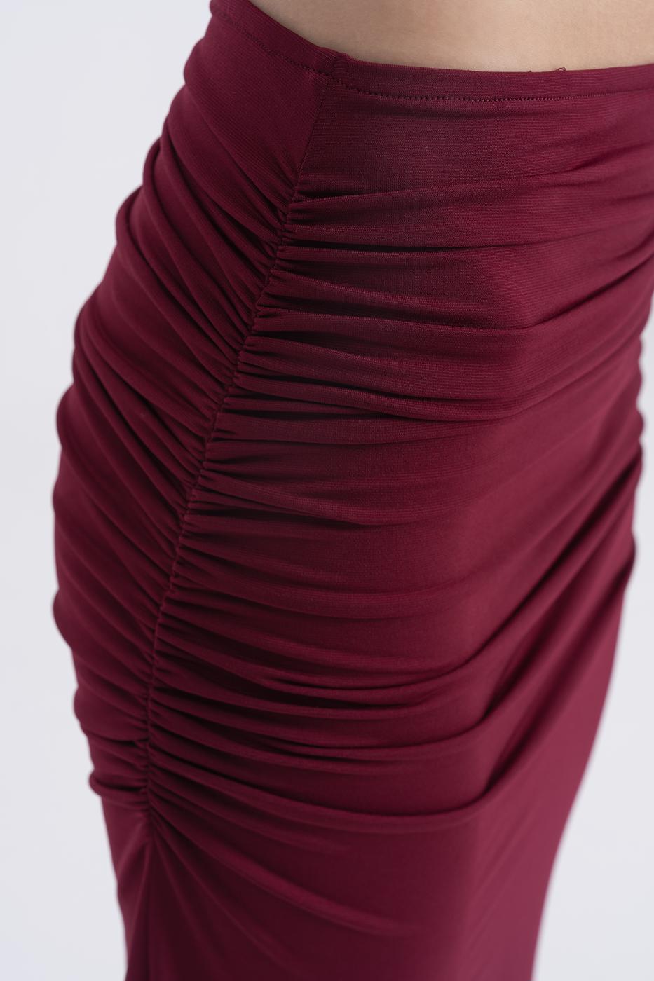 Draped Midi Skirt Burgundy
