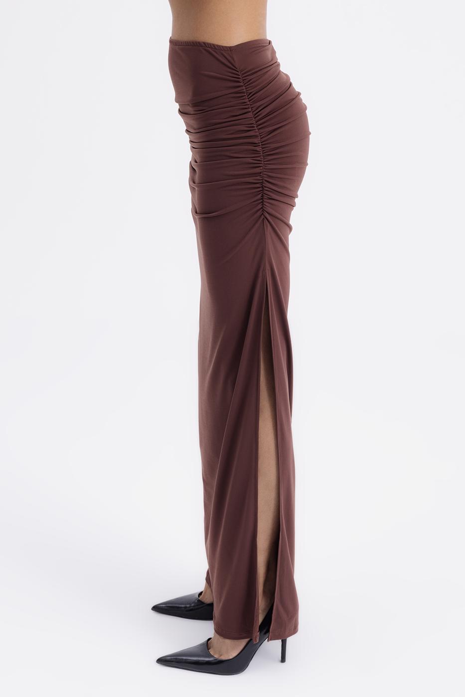 Draped Midi Skirt Brown