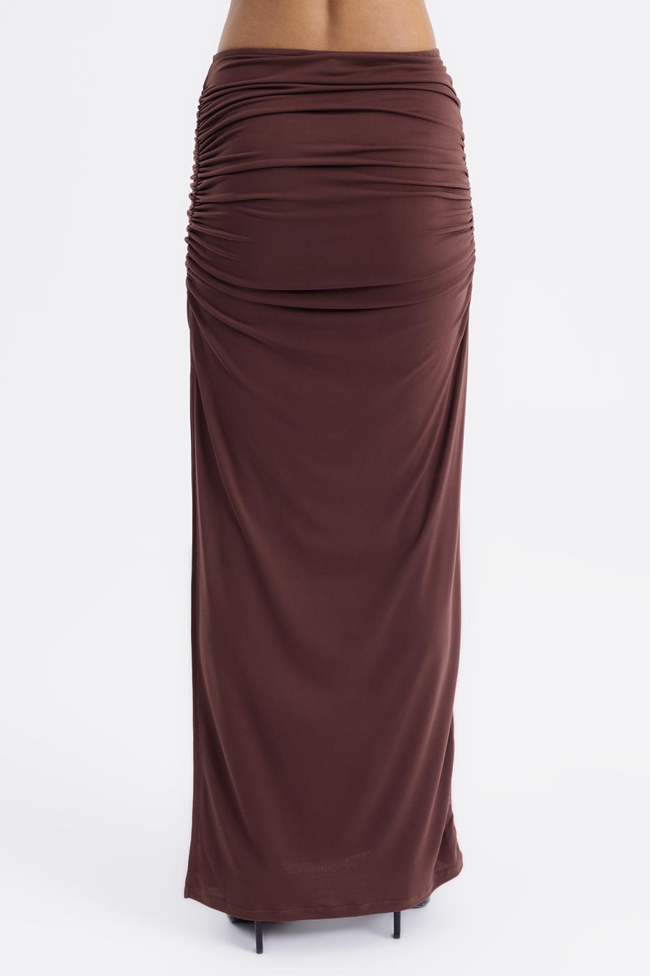 Draped Midi Skirt Brown