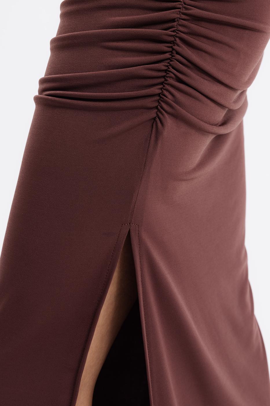 Draped Midi Skirt Brown
