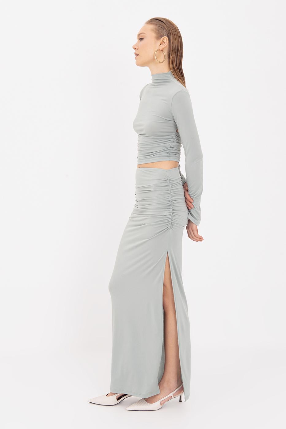 Draped Midi Skirt Mint