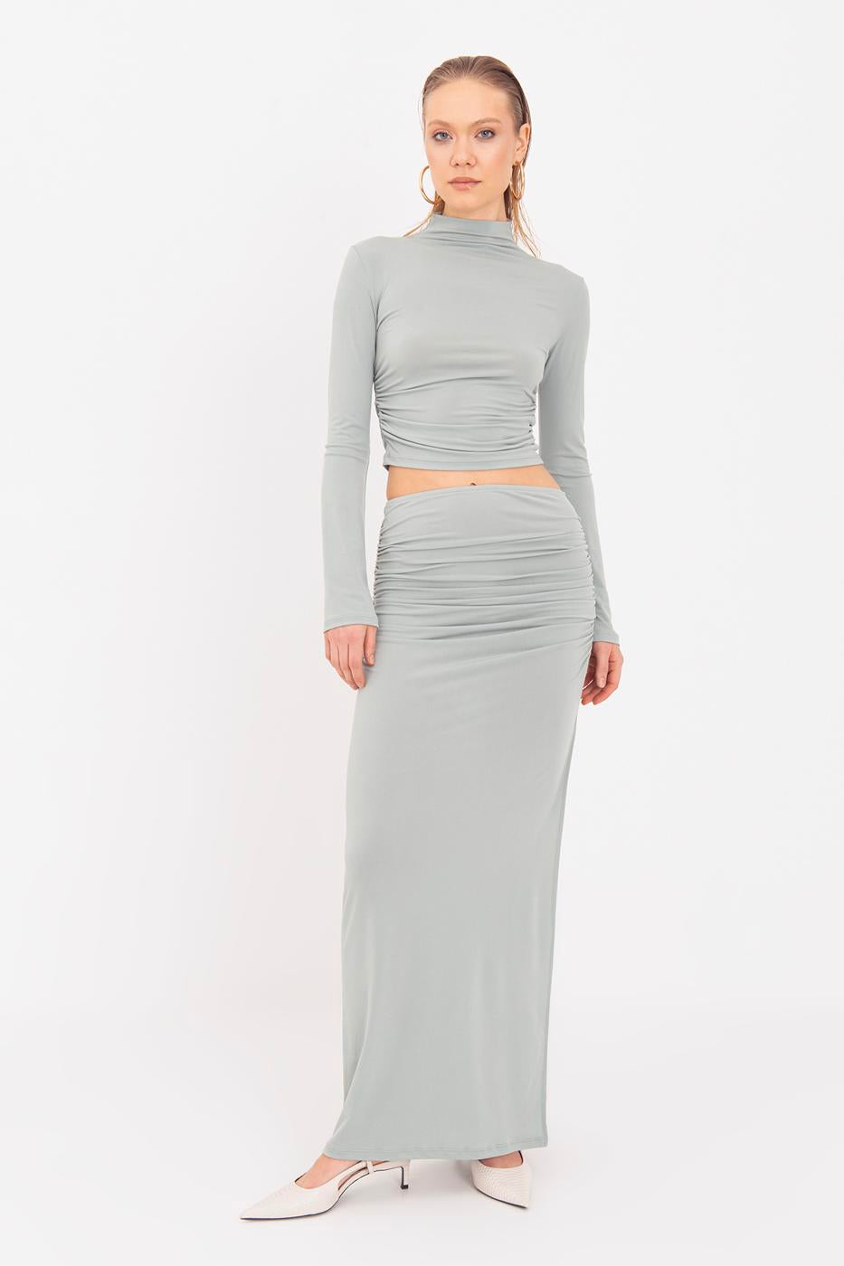 Draped Midi Skirt Mint