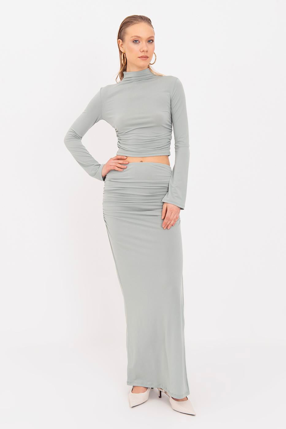 Draped Midi Skirt Mint