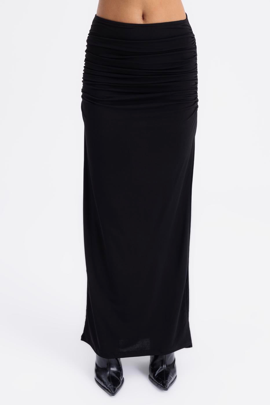 Draped Midi Skirt Black