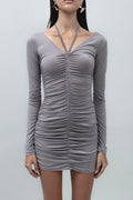 Draped Mini Pencil Dress Mink