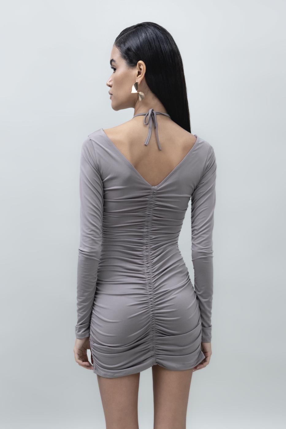 Draped Mini Pencil Dress Mink