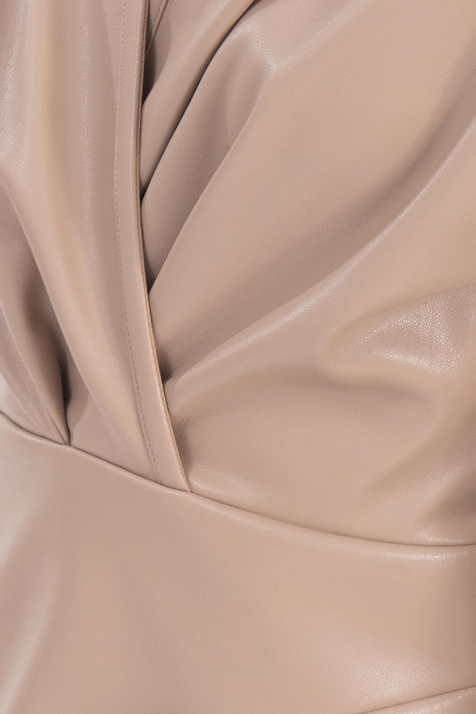 Drapped faux leather mini dress
