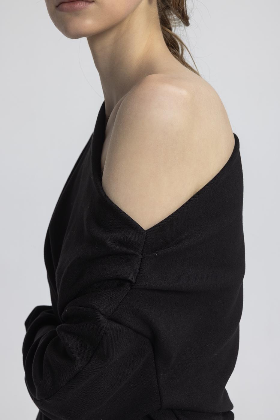 Draped Off-the-Shoulder Blouse Black