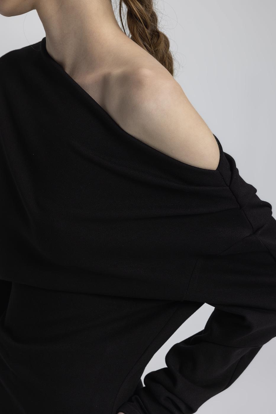 Draped Off-the-Shoulder Blouse Black