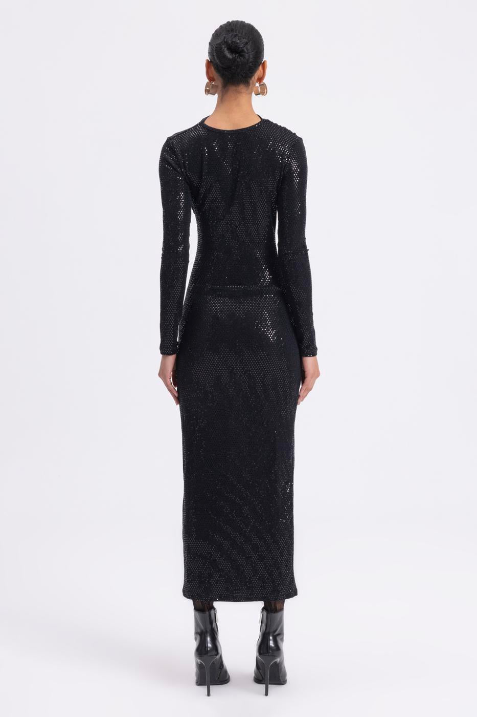 Draped Sequined Midi Dress