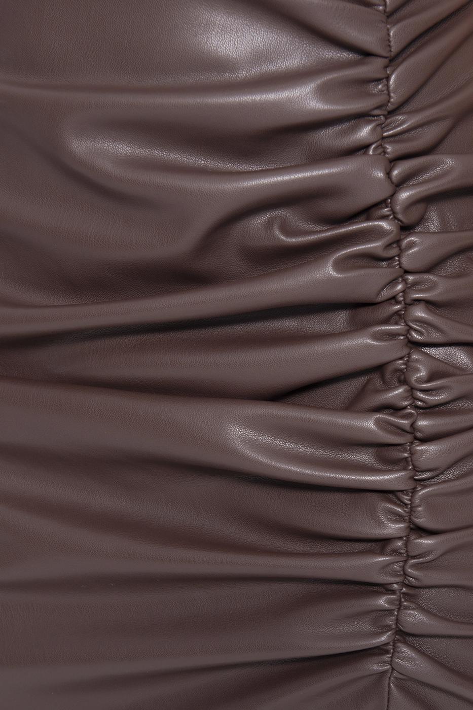 Drapped faux leather mini skirt Brown