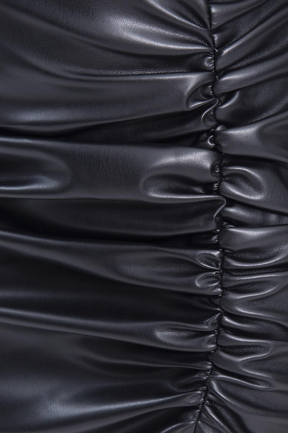Drapped faux leather mini skirt Black