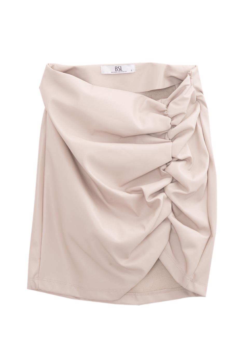 Drapped faux leather mini skirt Stone