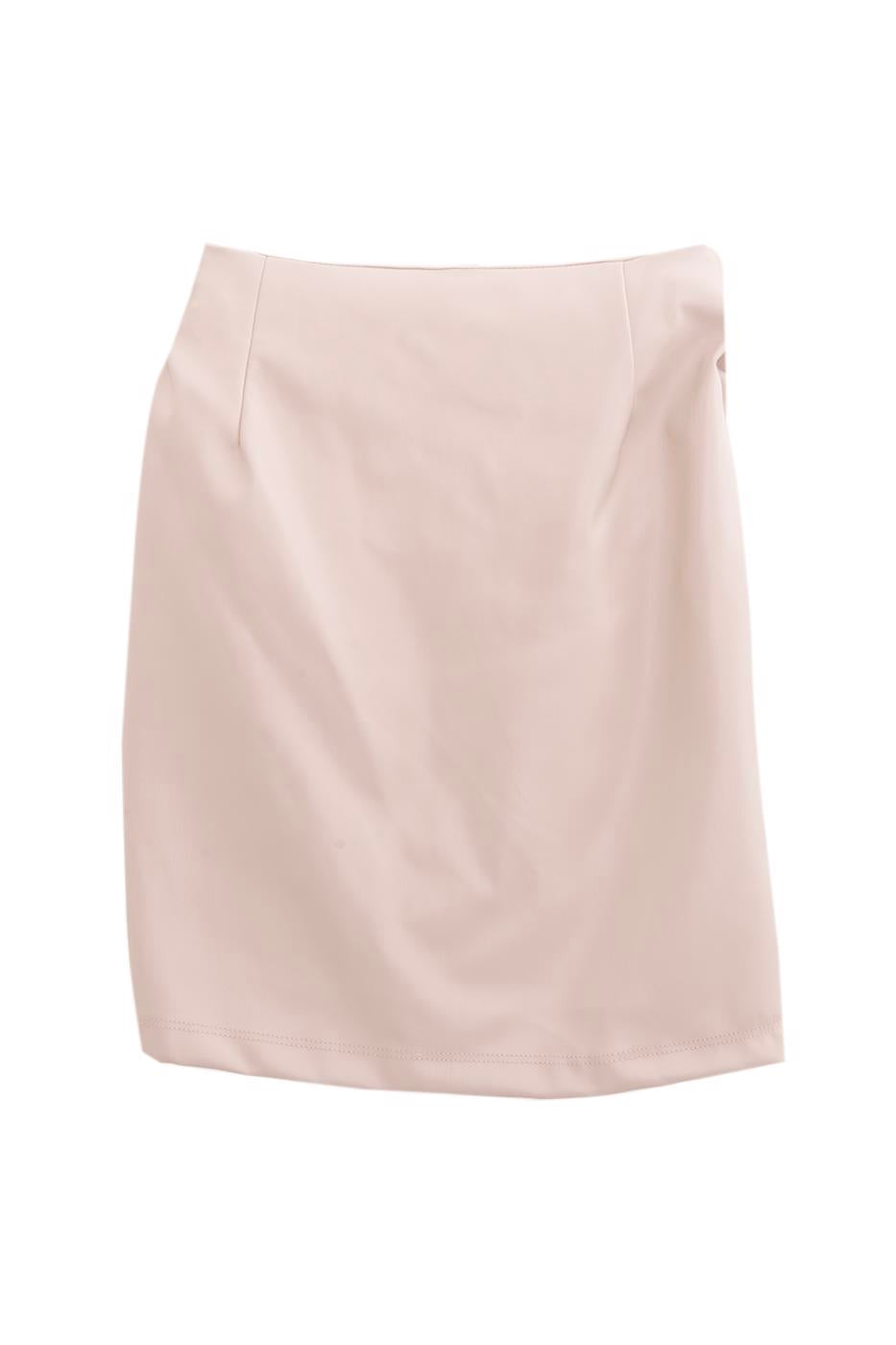 Drapped faux leather mini skirt Stone