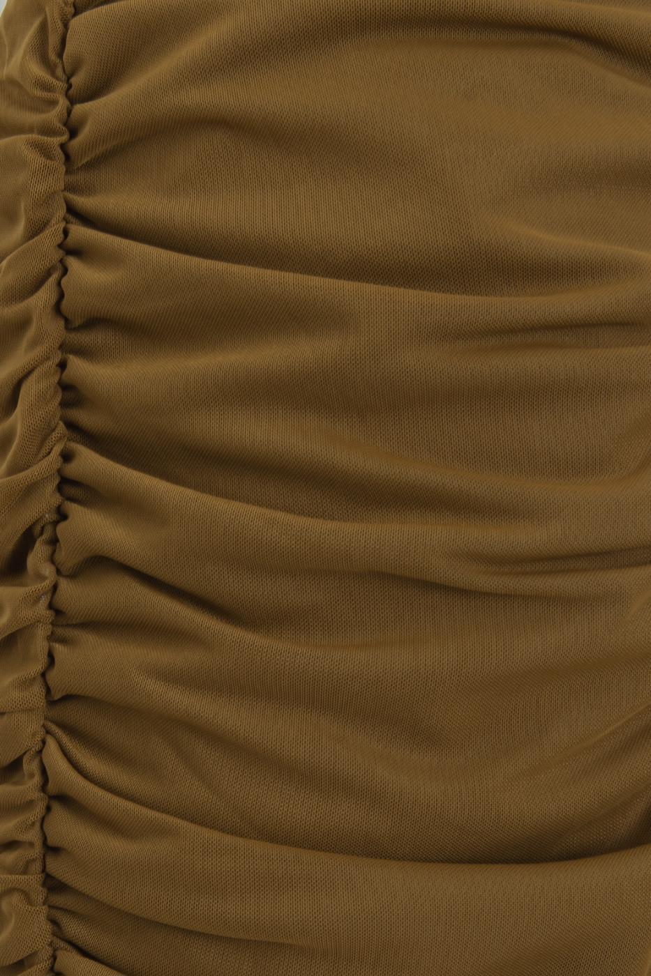 Draped Tulle Maxi Skirt Khaki