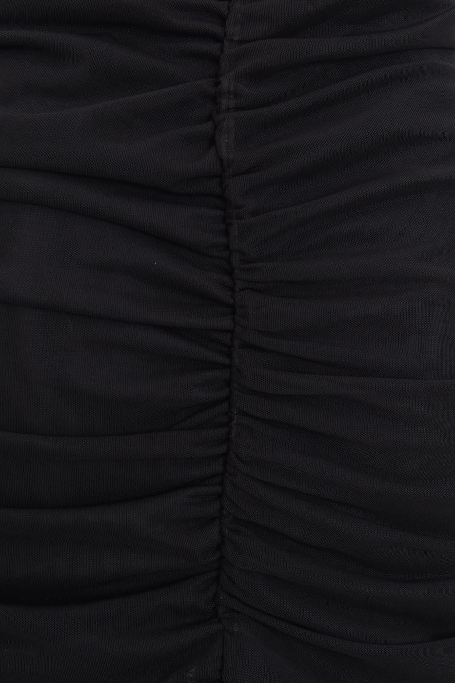 Draped Tulle Maxi Skirt Black