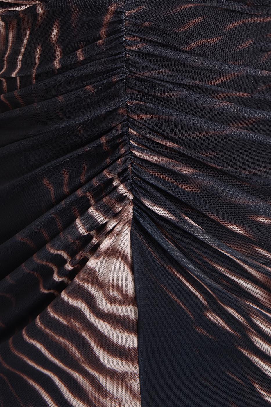 Draped Tulle Midi Dress Black