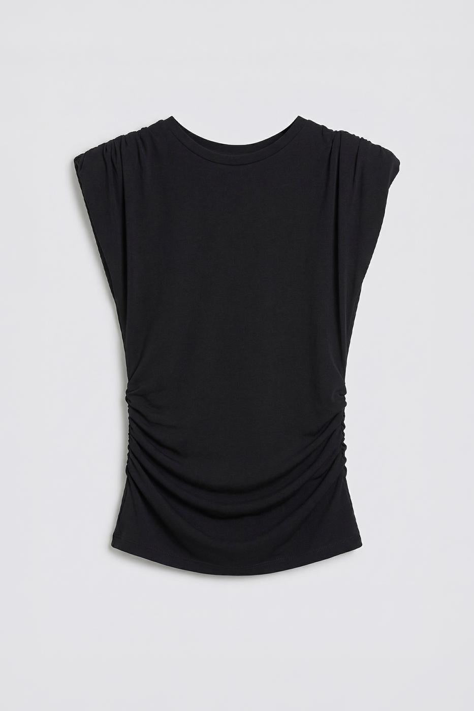 Draped Padded Top Black