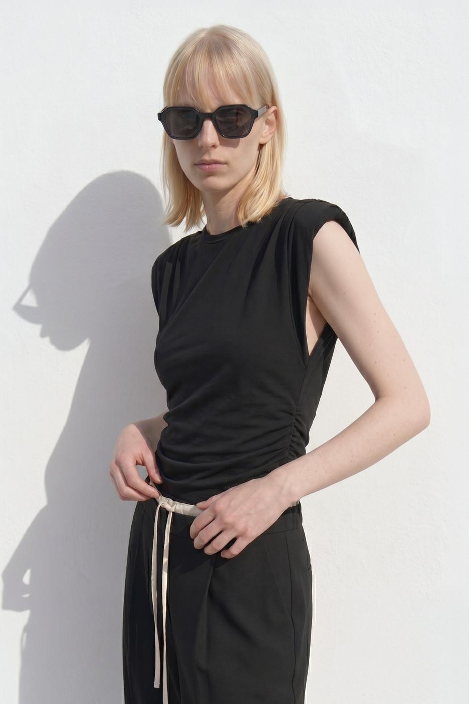 Draped Padded Top Black