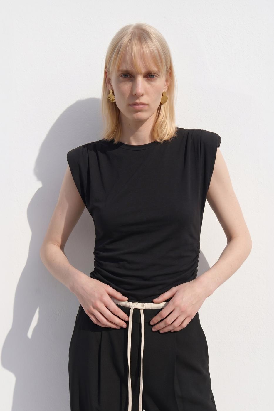 Draped Padded Top Black