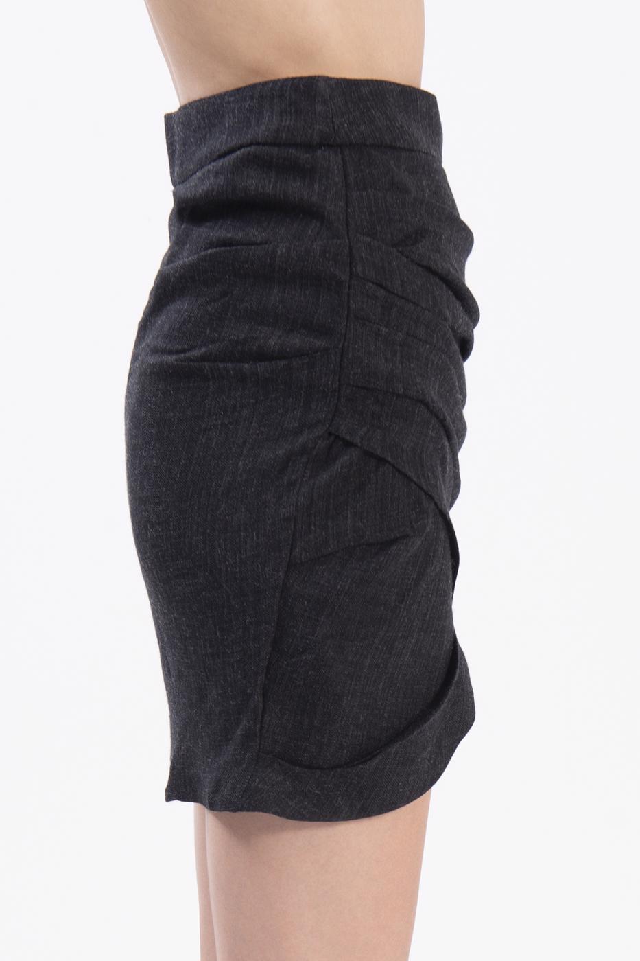Drapped wool mini skirt