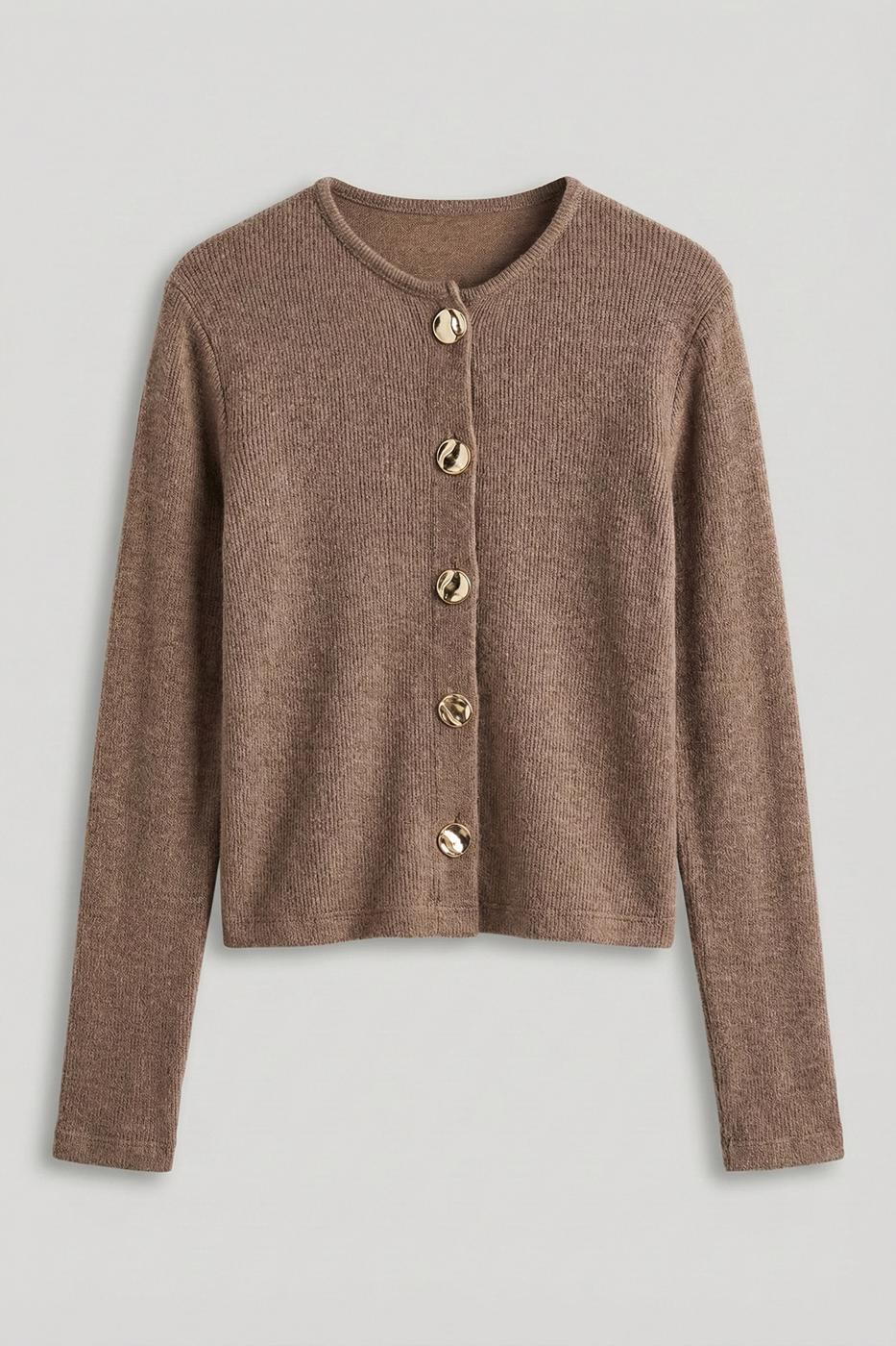Cardigan with Button Detail Brown