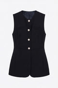 Buttoned Fit Vest Black