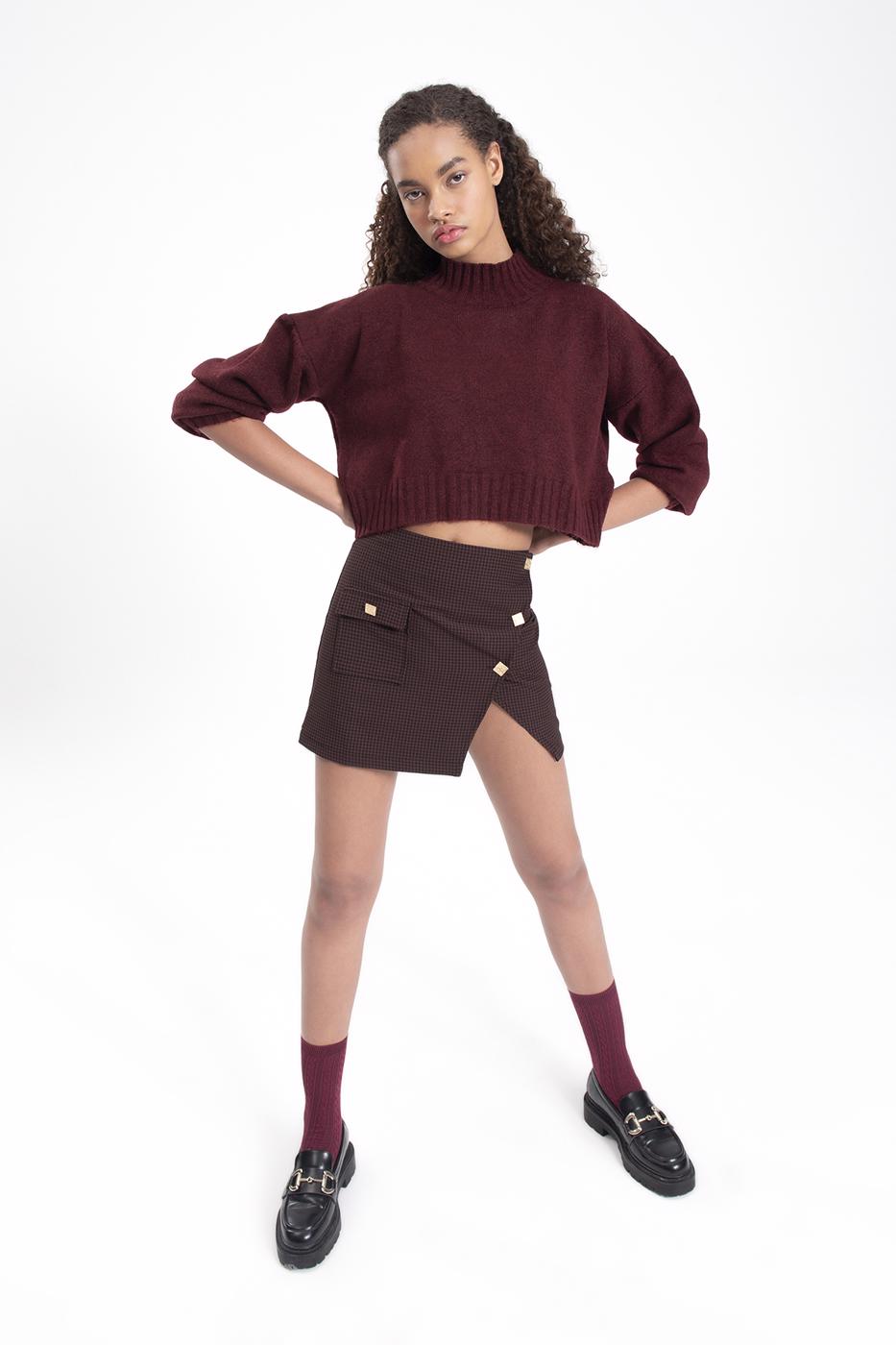 Button detailed mini skirt Brown