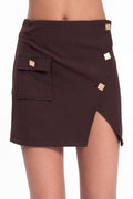 Button detailed mini skirt Brown