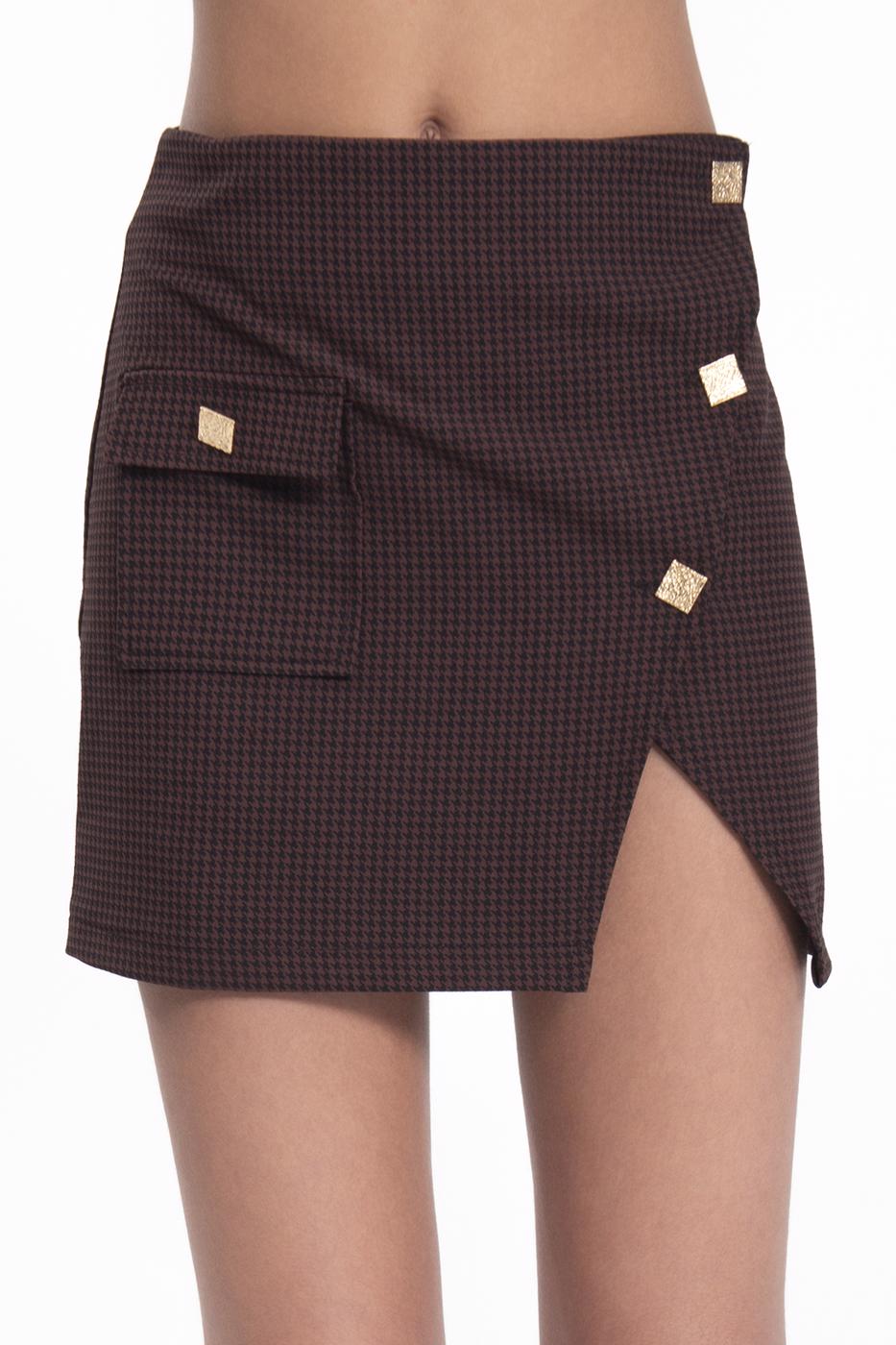 Button detailed mini skirt Brown