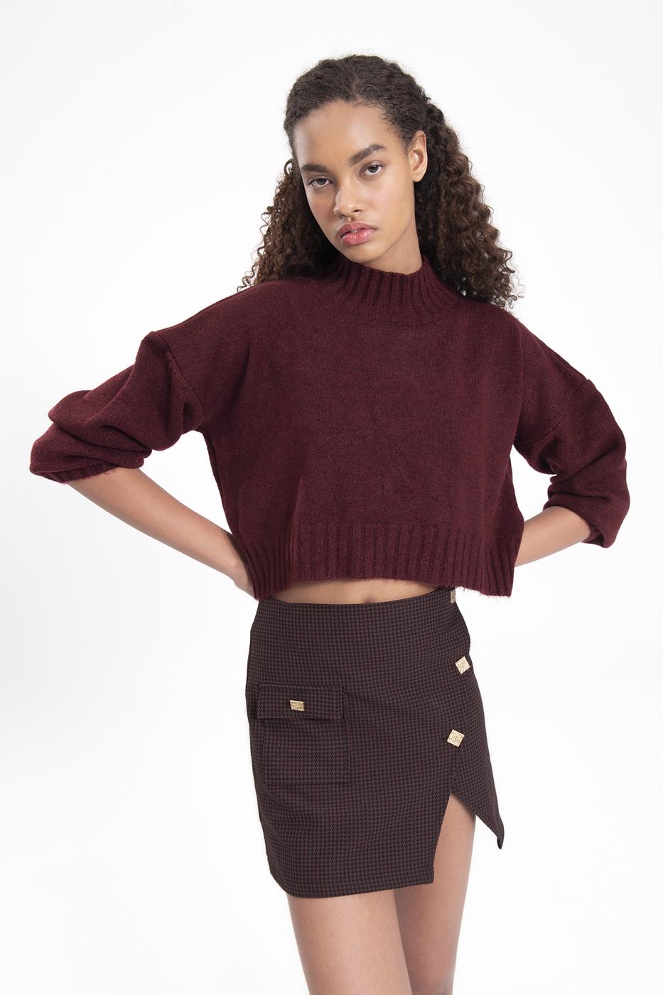 Button detailed mini skirt Brown