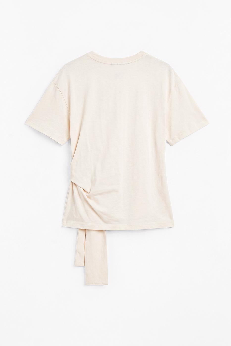 Knotted and Short Sleeve T-shirt Ecru