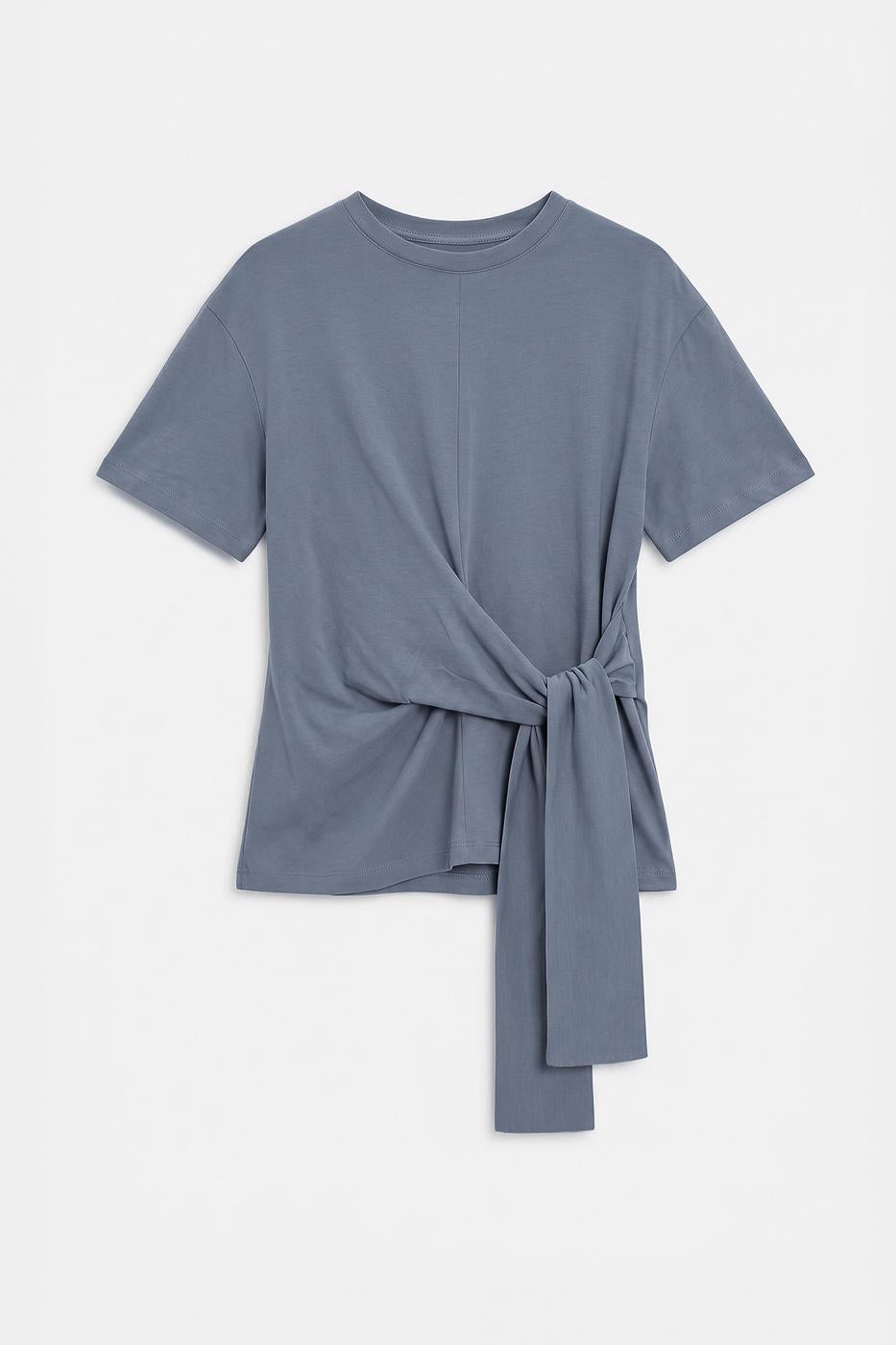 Knotted and Short Sleeve T-shirt Grey