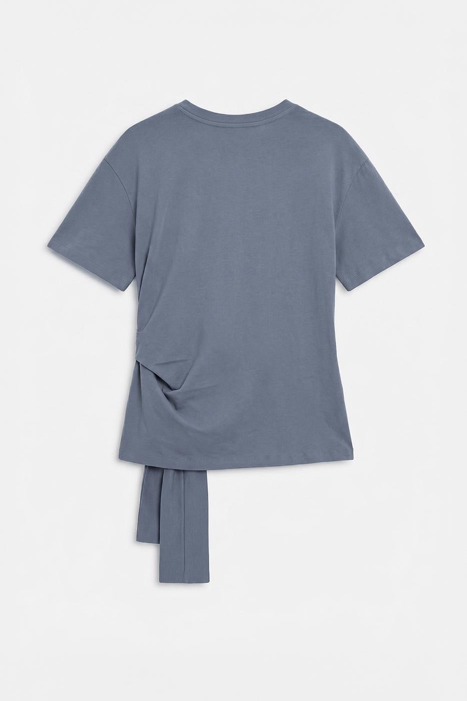 Knotted and Short Sleeve T-shirt Grey