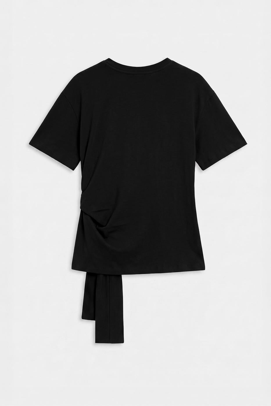 Knotted and Short Sleeve T-shirt Black