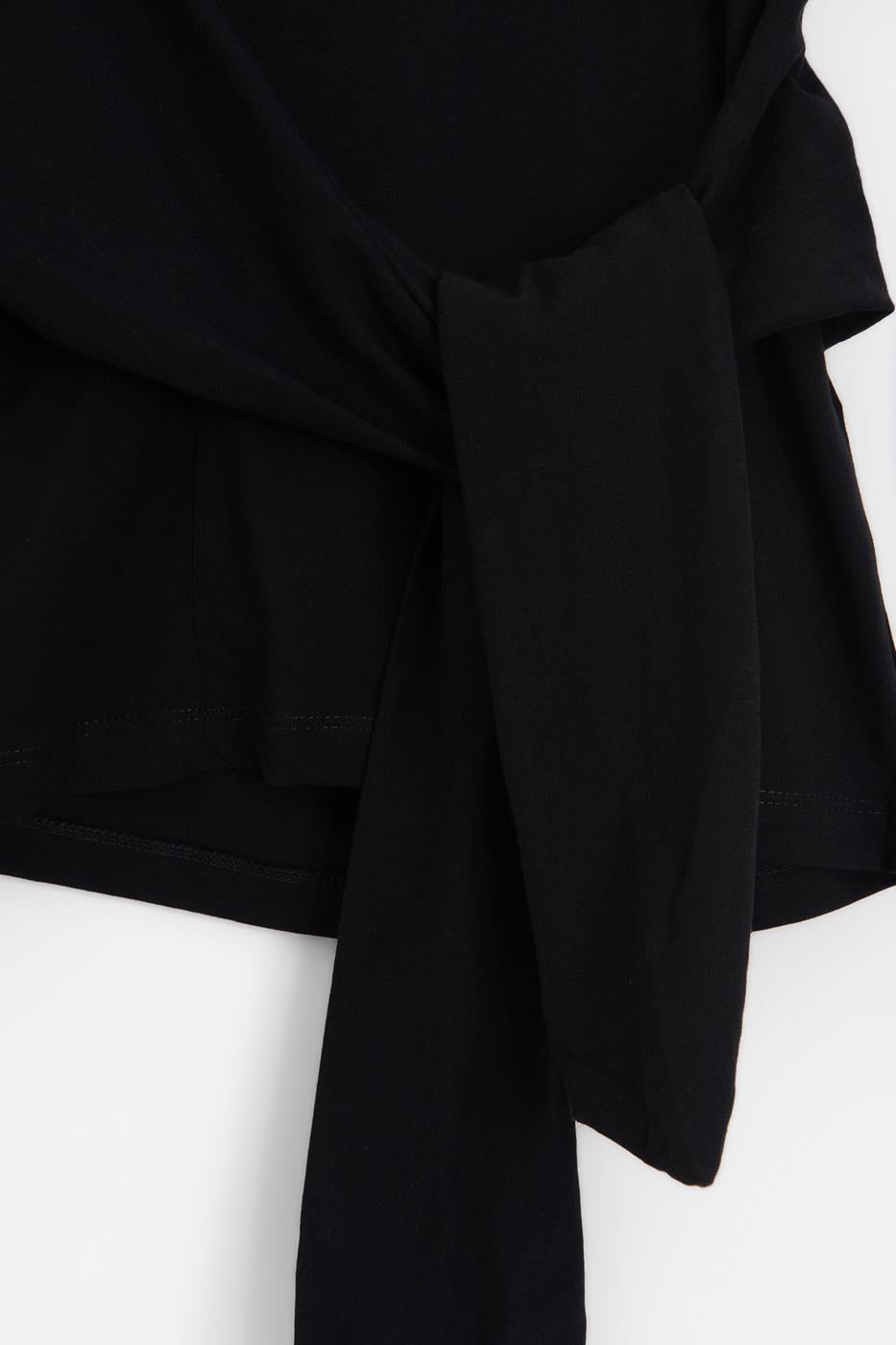 Knotted and Short Sleeve T-shirt Black