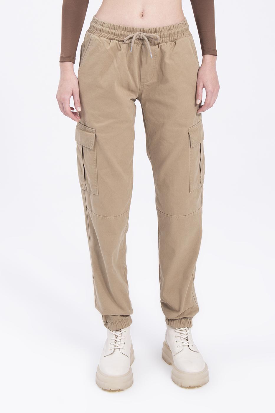 Low rise cargo pocket pants Beige