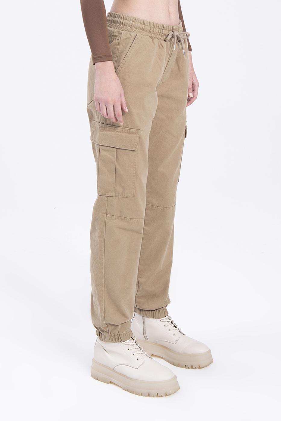 Low rise cargo pocket pants Beige