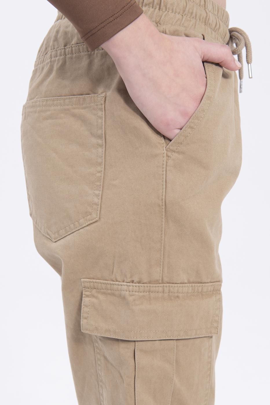 Low rise cargo pocket pants Beige