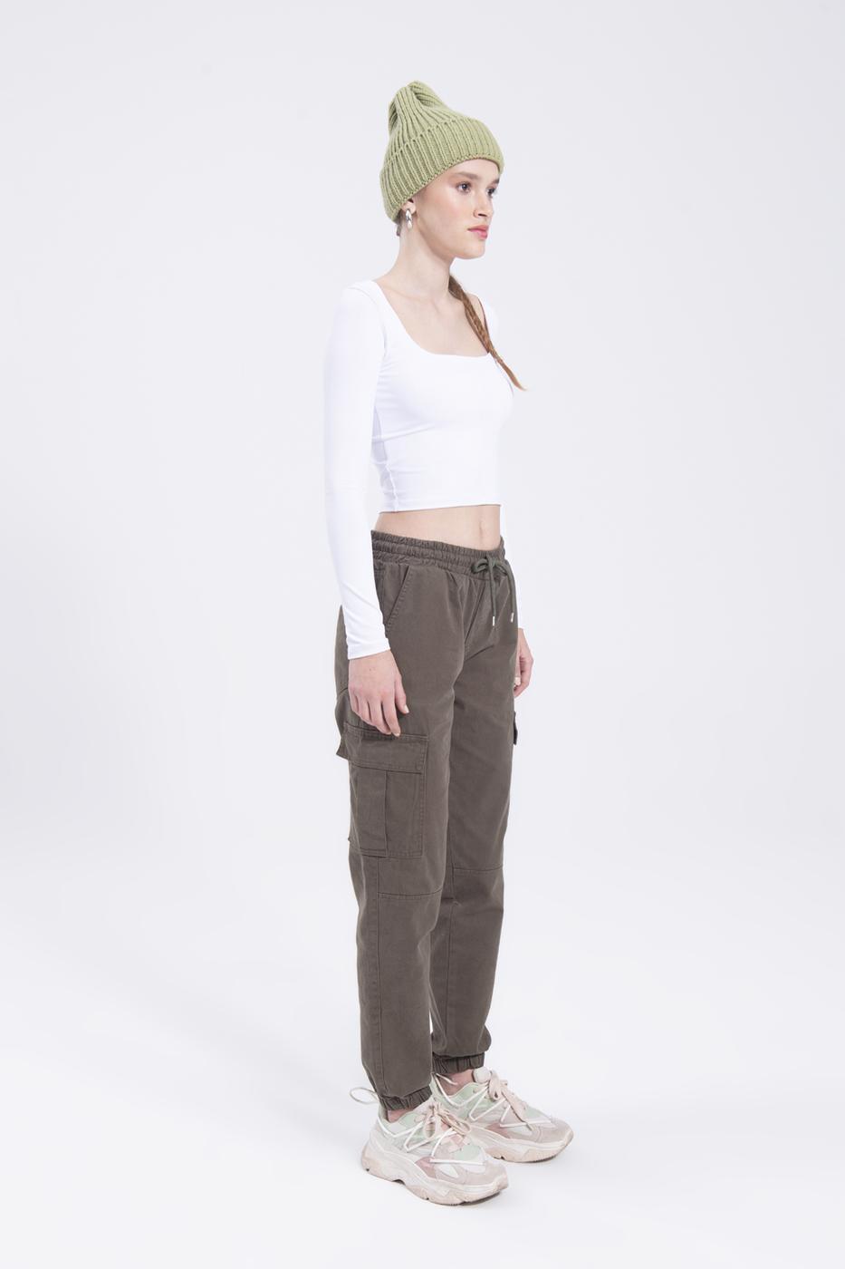Low rise cargo pocket pants Khaki
