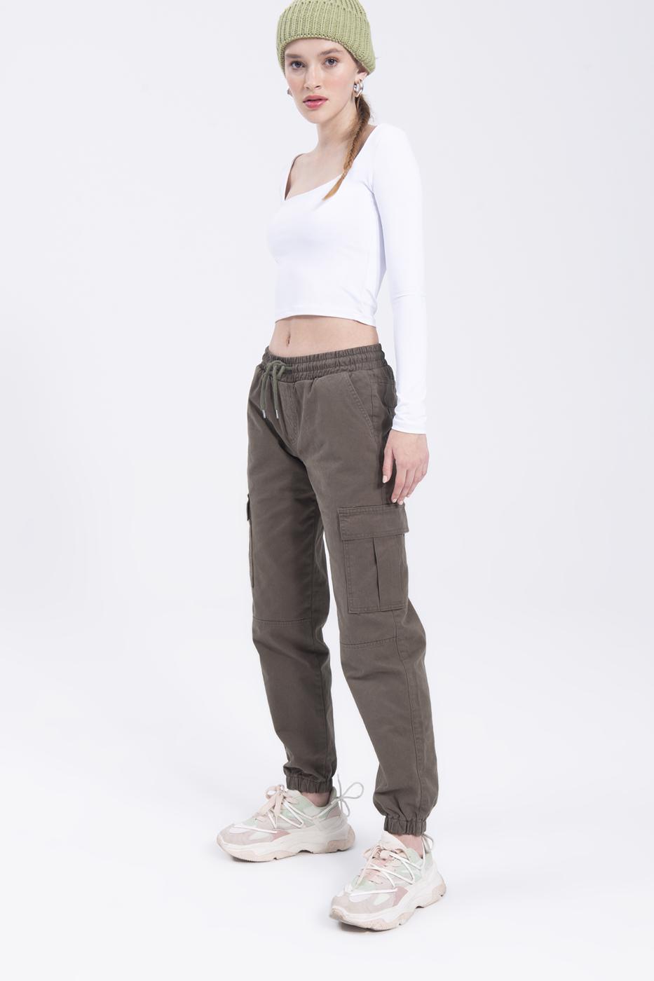 Low rise cargo pocket pants Khaki