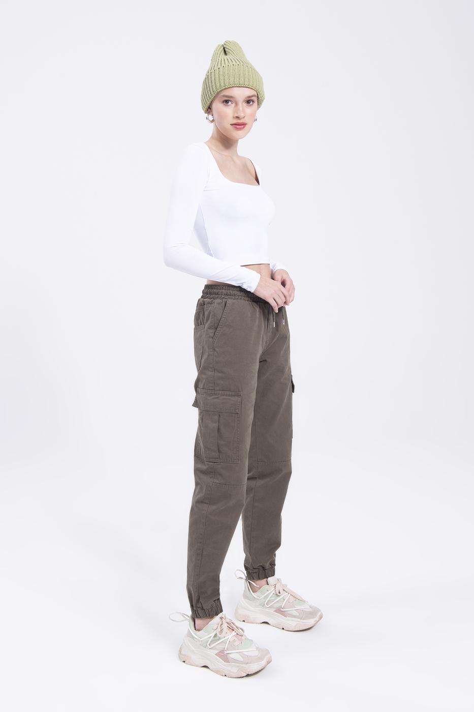 Low rise cargo pocket pants Khaki