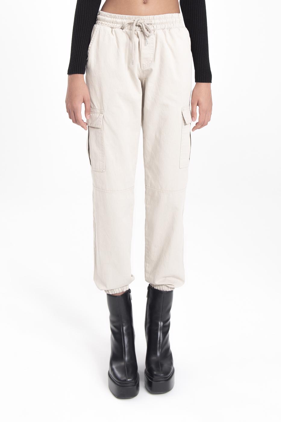 Low rise cargo pocket pants Stone