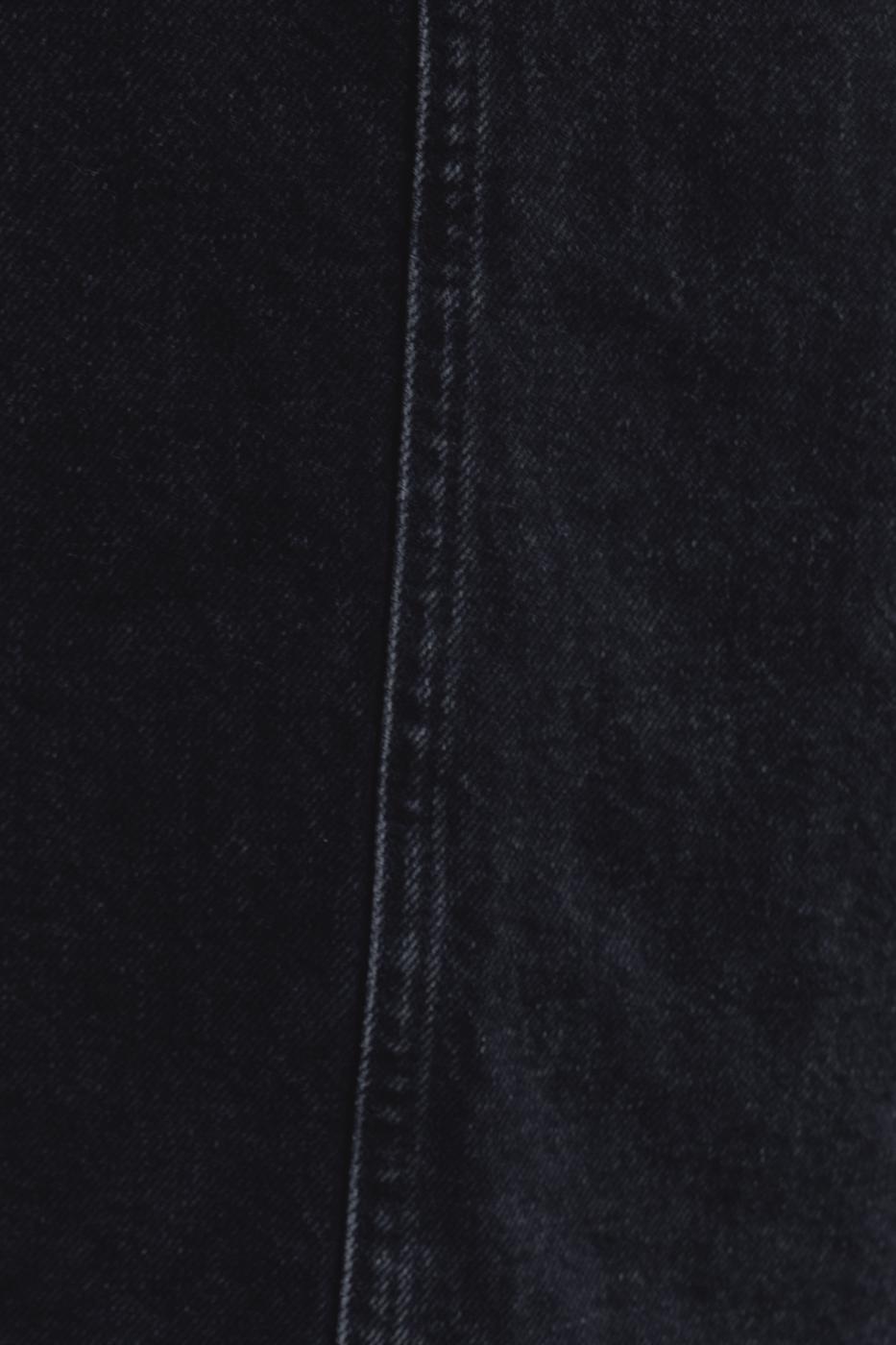 Low Waist Midi Denim Skirt Black