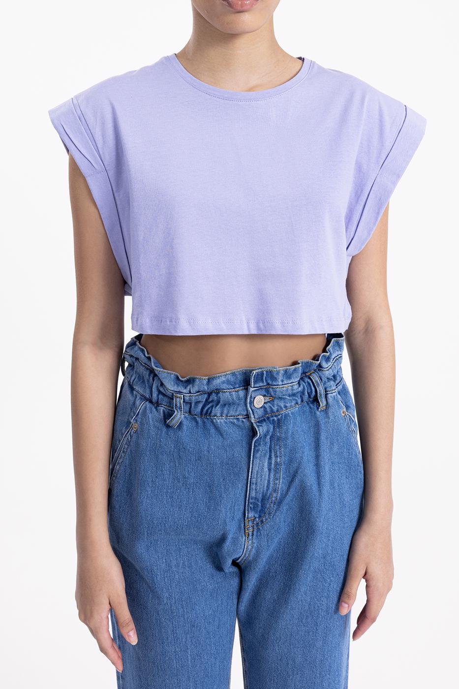 Dropped shoulder crop T-shirt Lila